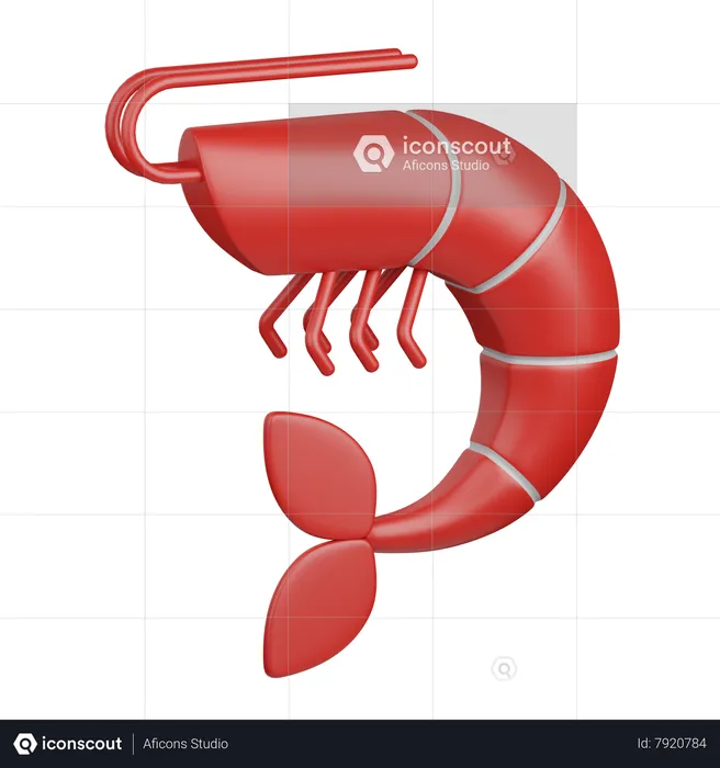 Shrimp  3D Icon