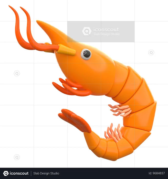 Shrimp  3D Icon