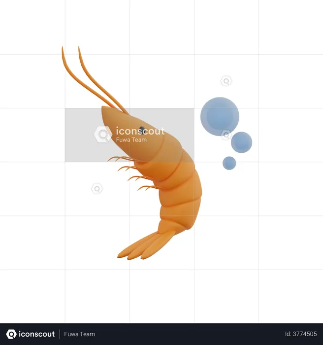 Shrimp  3D Illustration