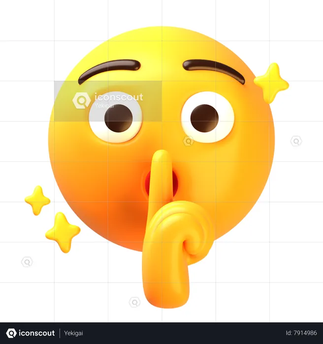 Shushing face emoji Emoji 3D Icon