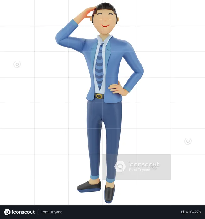 Shy Businessman  3D Illustration