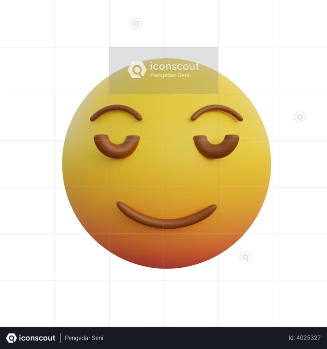 Shy smiley expression emoticon Emoji 3D Illustration