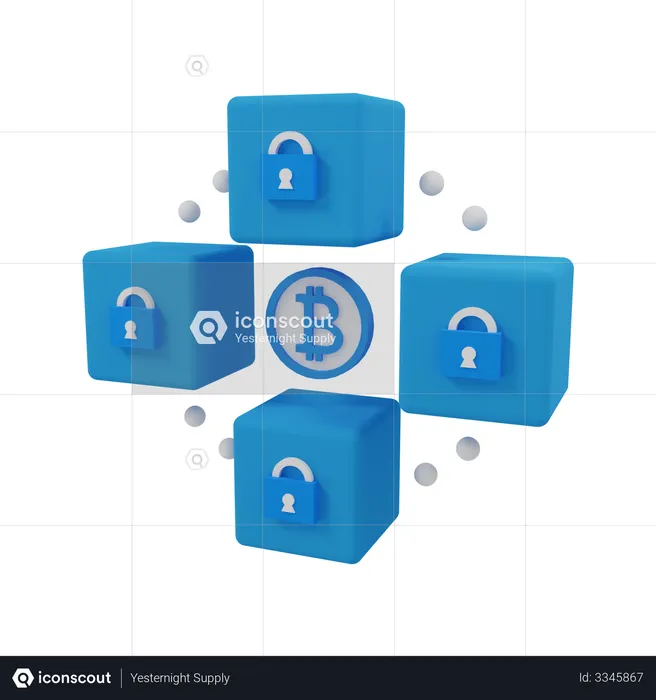 Sicherer Blockchain-Link  3D Illustration