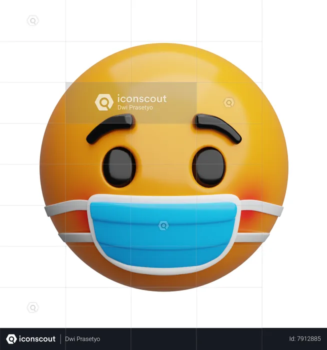 Sick Face With Medical Mask Emoji 3D Icon