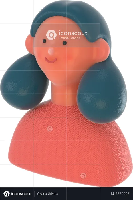 Side face of girl  3D Illustration