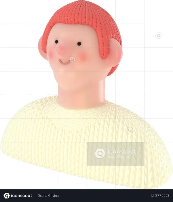 Side face of man avatar  3D Illustration