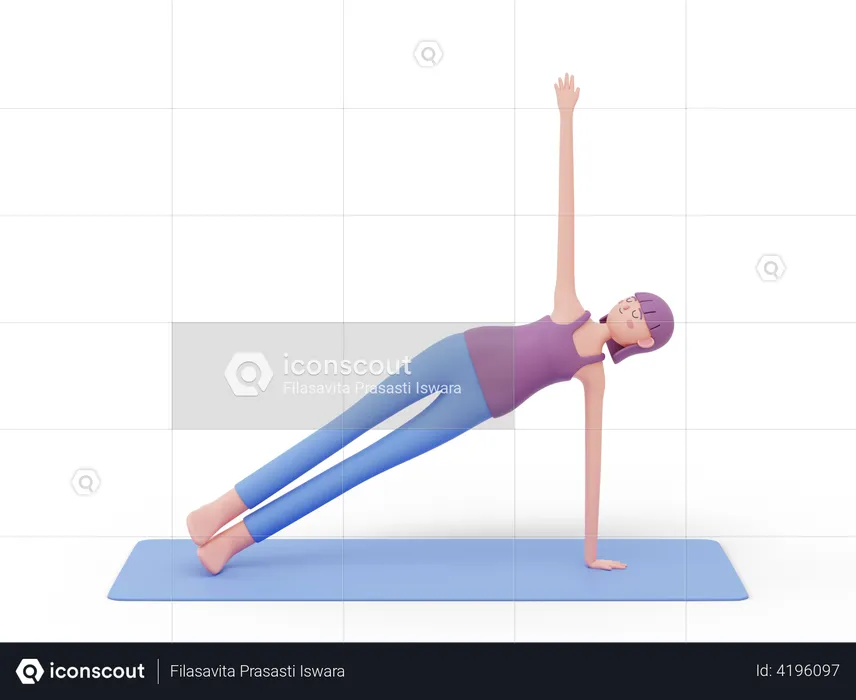 Side Plank Yoga Pose  3D Illustration