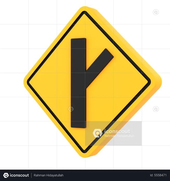 Side Road Intersection Sign  3D Icon
