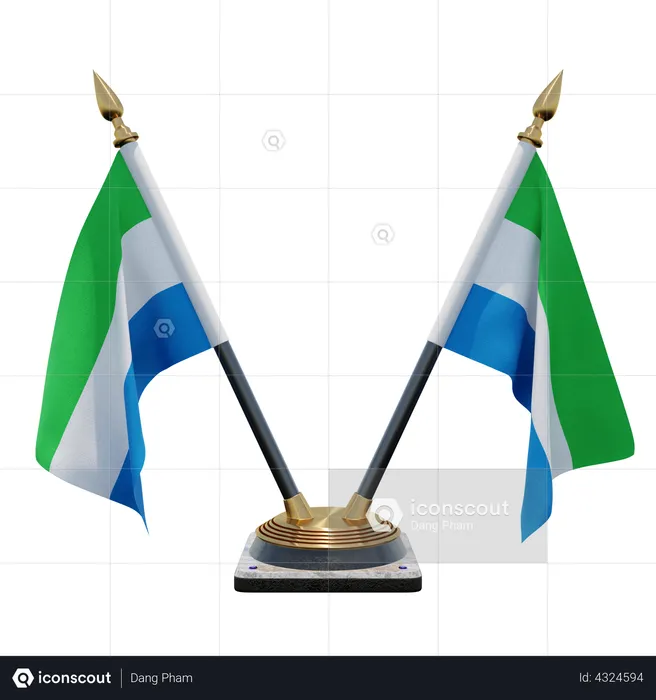 Sierra Leone Double Desk Flag Stand Flag 3D Flag