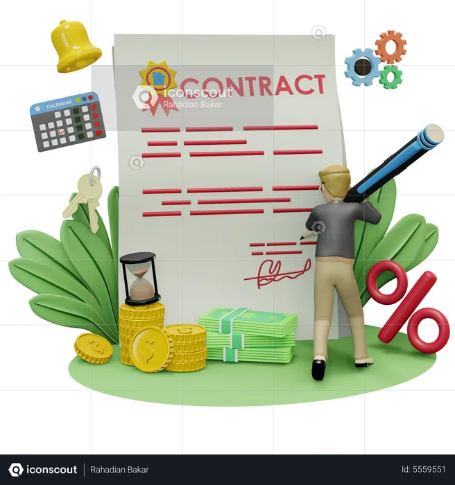 Sign Contract Paper  3D Illustration