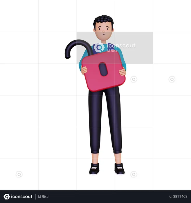 Sign in with a man holding a padlock  3D Illustration