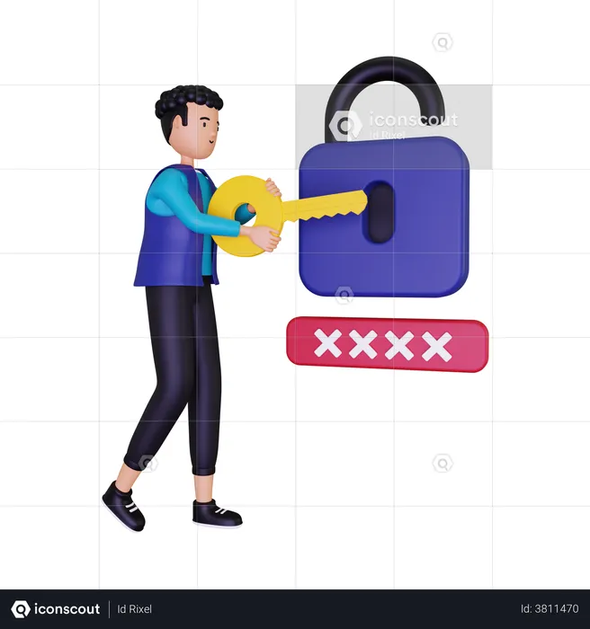 Sign in with a security key  3D Illustration
