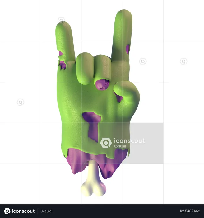 Sign Of Horns Zombie Hand  3D Icon