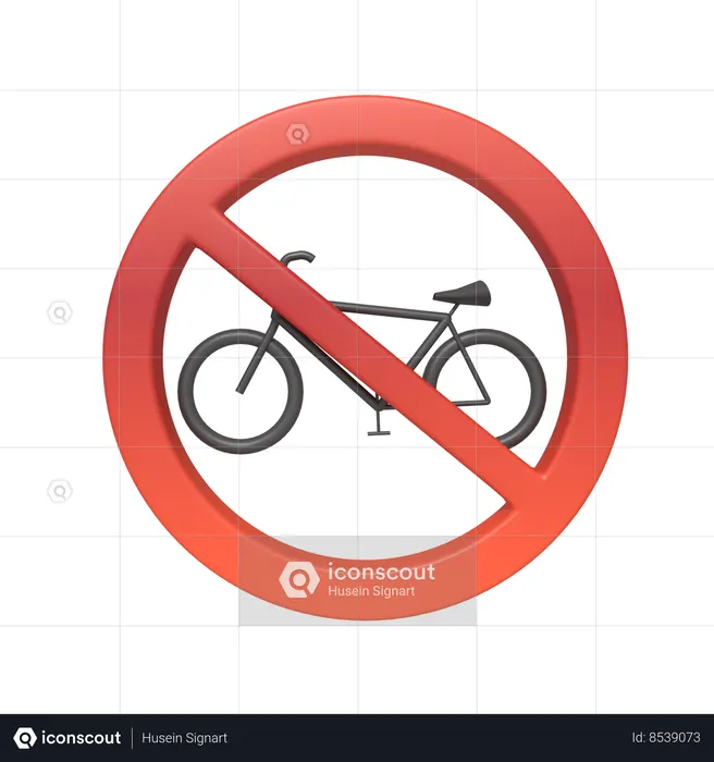 Sign Prohibiting Entry To Bicycles  3D Icon