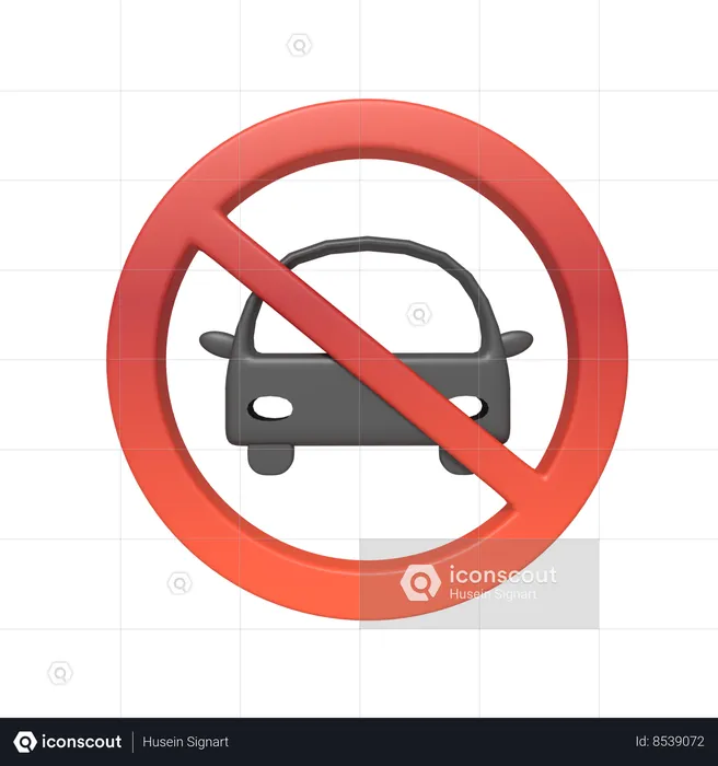 Sign Prohibition Of Entry For Four Wheeled Vehicles  3D Icon