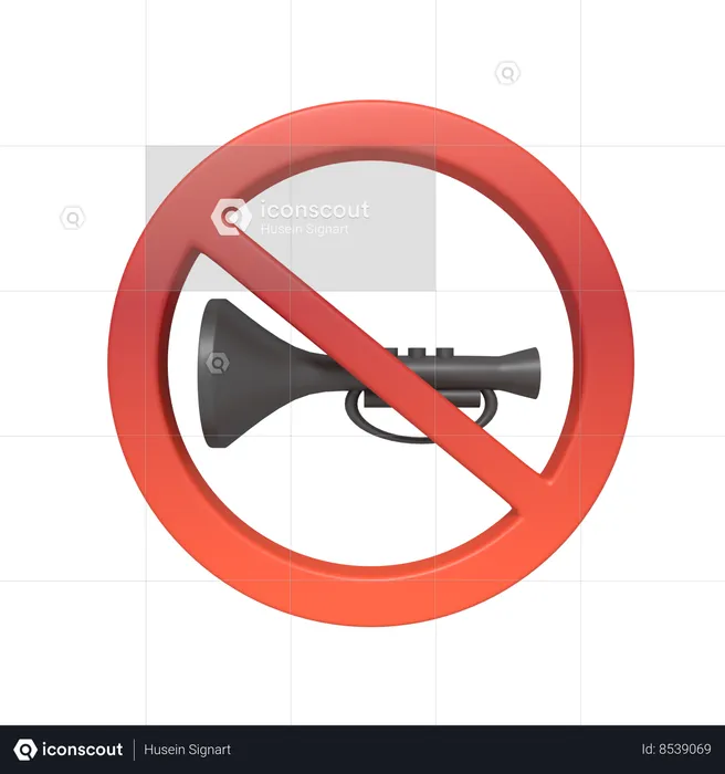 Panneau interdisant l'utilisation de signaux sonores  3D Icon