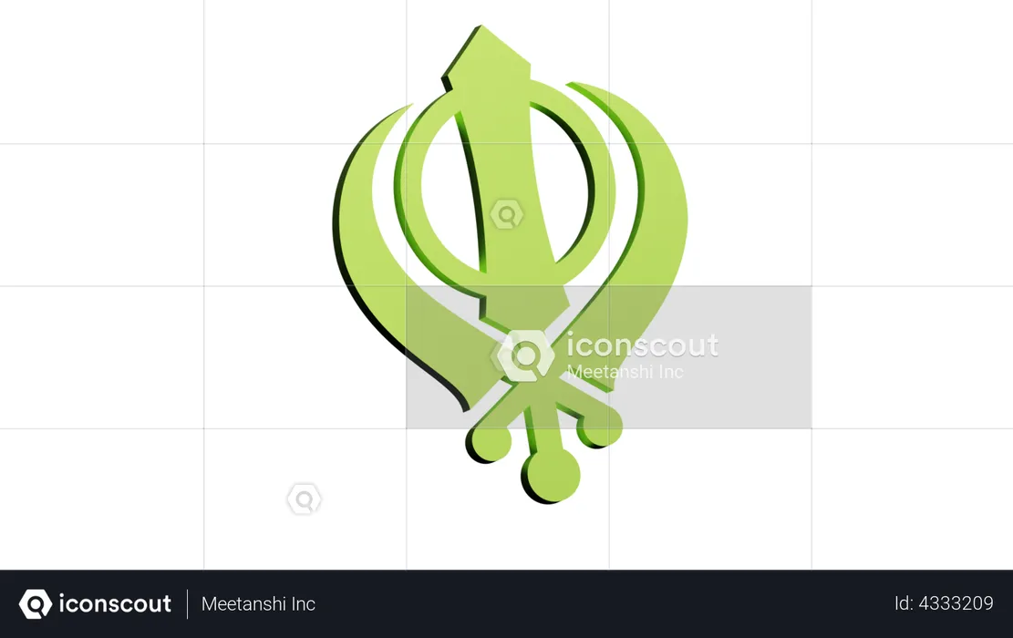 Sikkh Religious Symbol  3D Illustration