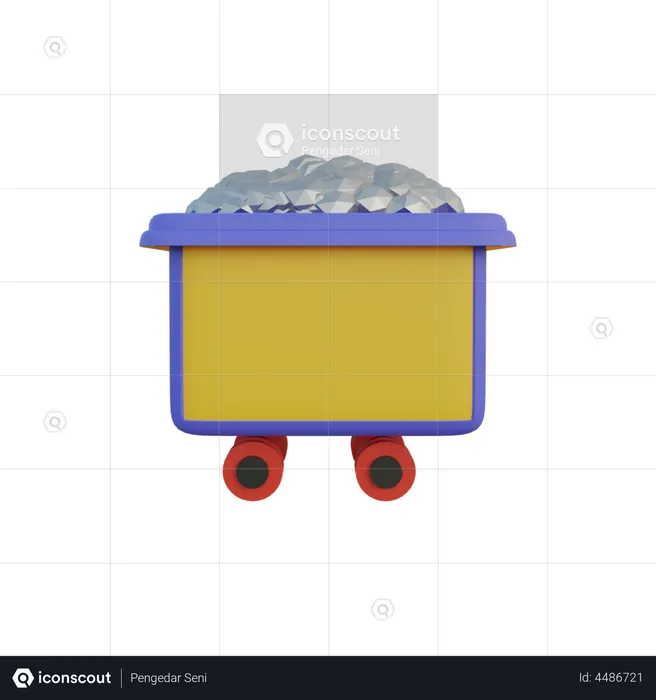 Silberner Minenwagen  3D Illustration