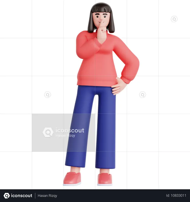 Silence Gesture  3D Illustration