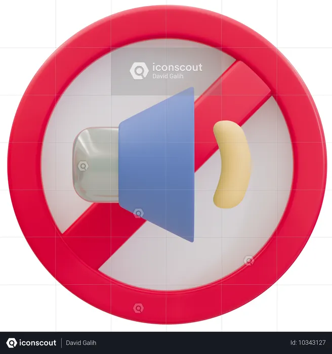 Silence Zone Prohibition Sign  3D Icon