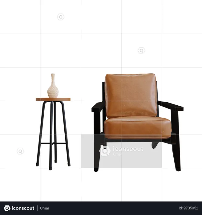 Silla con mesa  3D Icon