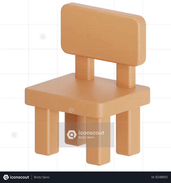 Silla de madera  3D Icon