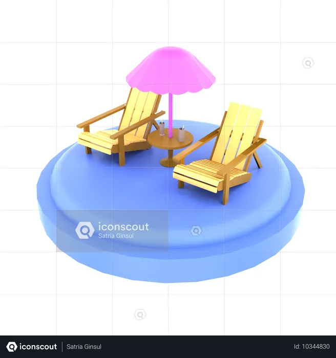 Silla de playa  3D Icon