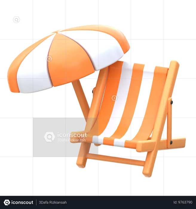 Silla de playa y sombrilla  3D Icon