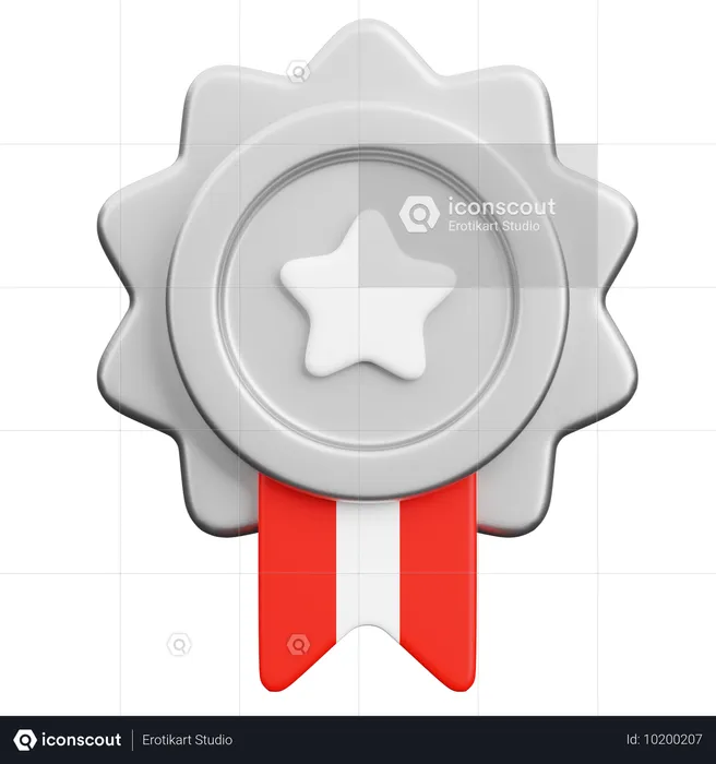 Silver Badge  3D Icon