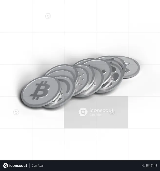 Silver Bitcoin  3D Icon