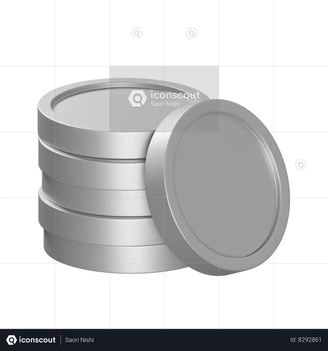 Silver Coins  3D Icon