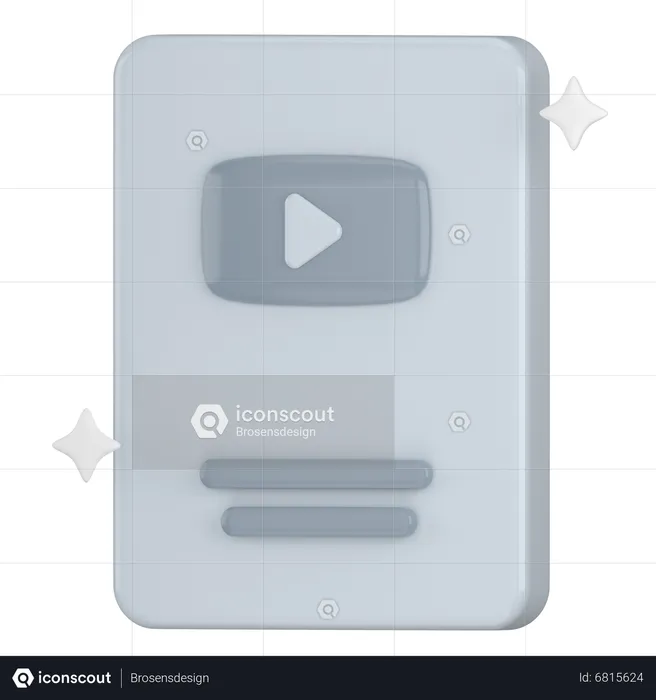 Silver play button  3D Icon