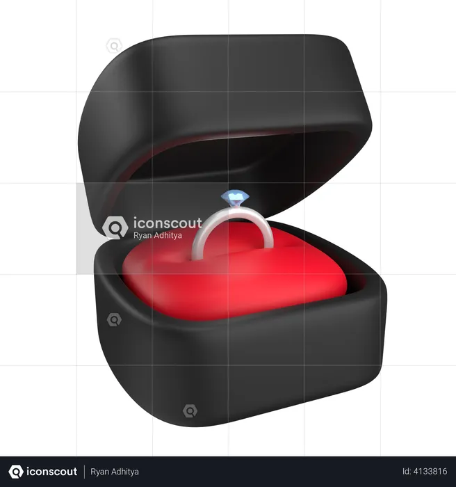 Silver Ring Box  3D Illustration