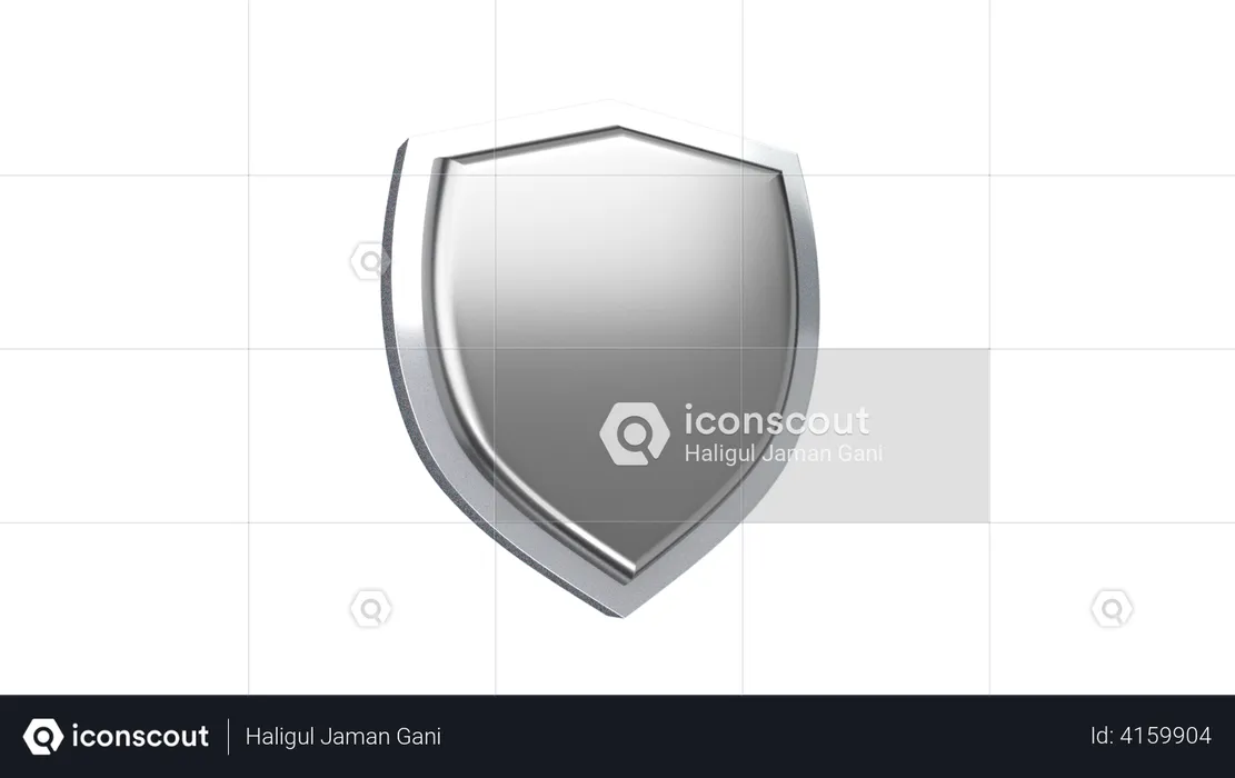 Silver Shield  3D Illustration