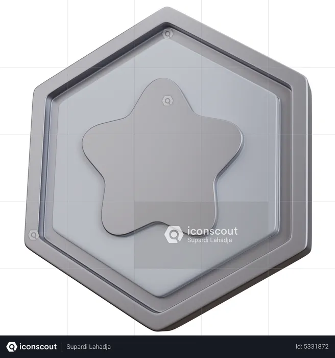 Silver Star Badge  3D Icon