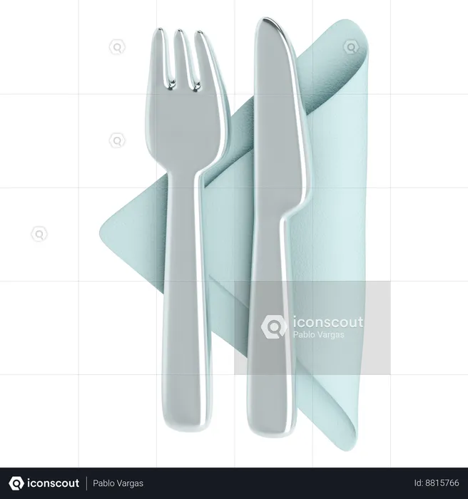 Silverware-and-napkin  3D Icon