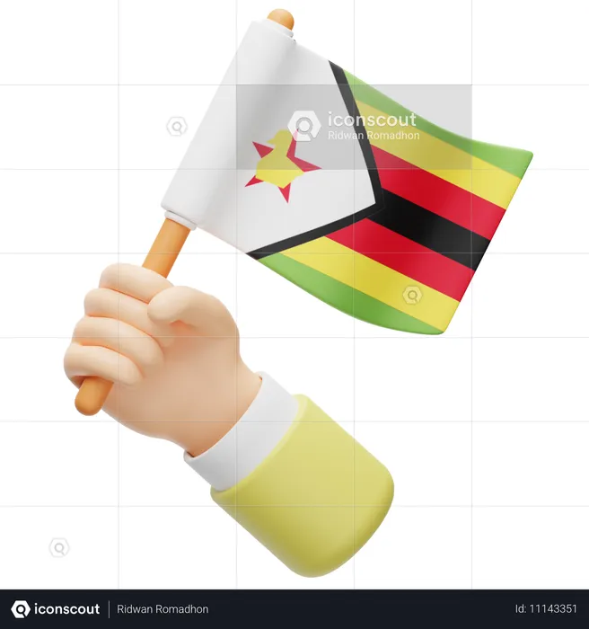 Simbabwe-Flagge in der Hand Flag 3D Icon