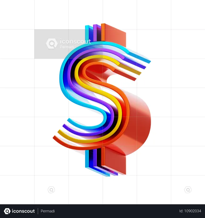 Símbolo del dólar  3D Icon