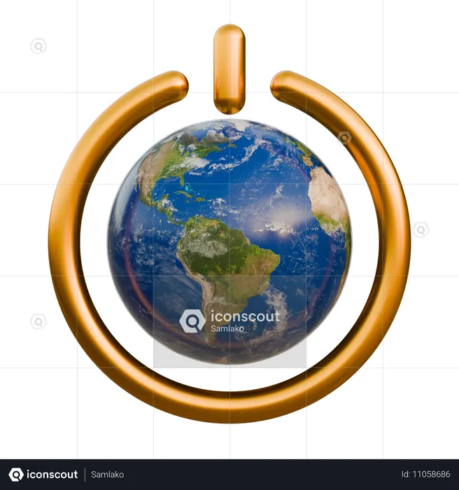 Símbolo de poder da hora do planeta  3D Icon