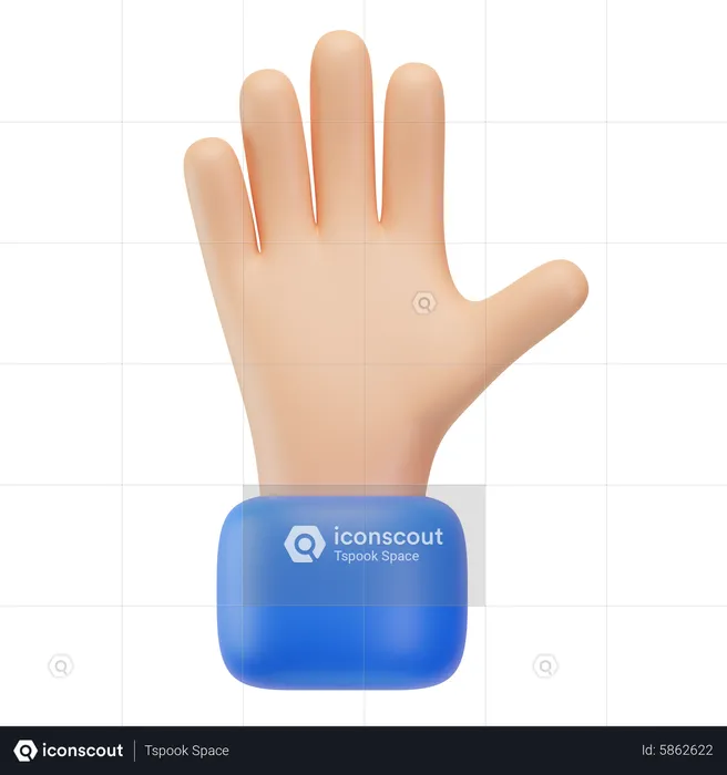 Símbolo de la mano levantada  3D Icon