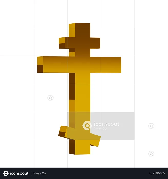 Símbolo dourado do cristianismo  3D Icon