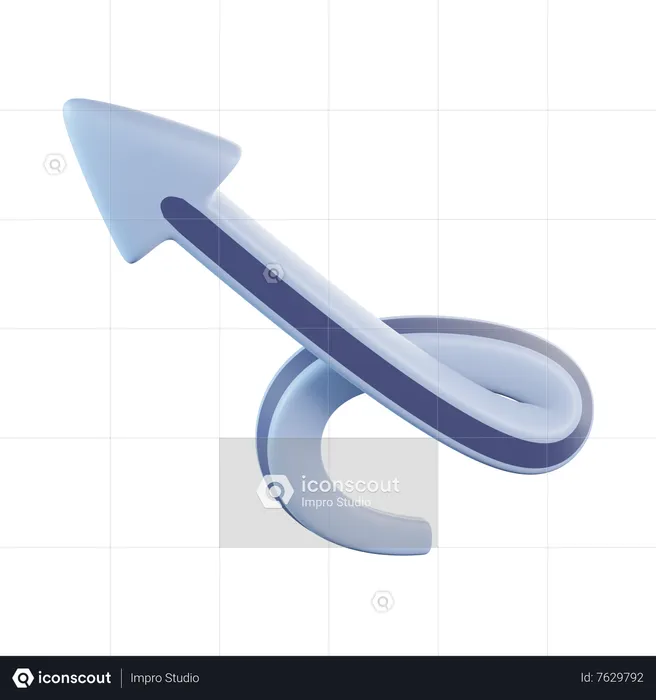 Simple Twirl Arrow  3D Icon