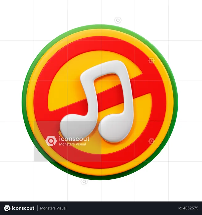 Sin musica  3D Icon