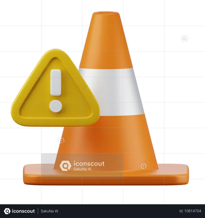 Sinal de alerta e cone de trânsito  3D Icon