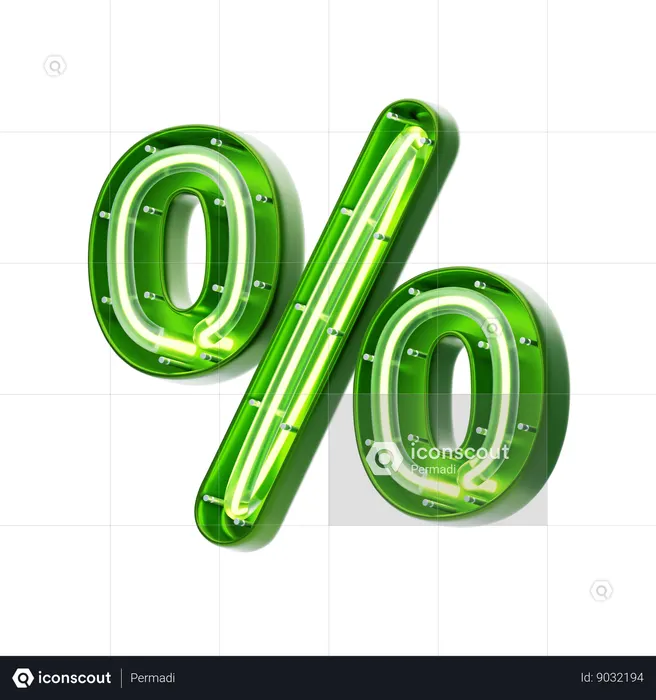 Por cento sinal símbolo forma néon texto  3D Icon