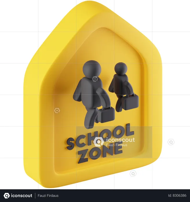 Sinal de zona escolar  3D Icon