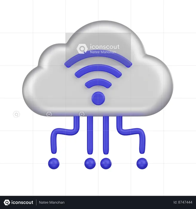 Sinal wi-fi na nuvem  3D Icon