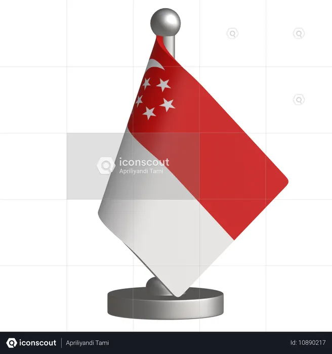 Singapore Desk Flag  3D Icon