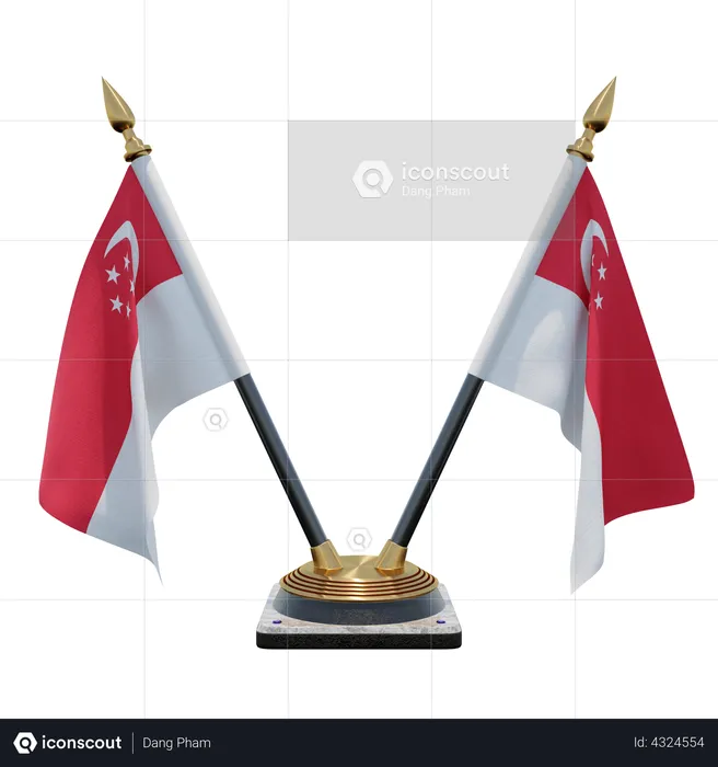Singapore Double Desk Flag Stand Flag 3D Flag
