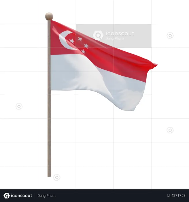 Singapore Flagpole Flag 3D Flag